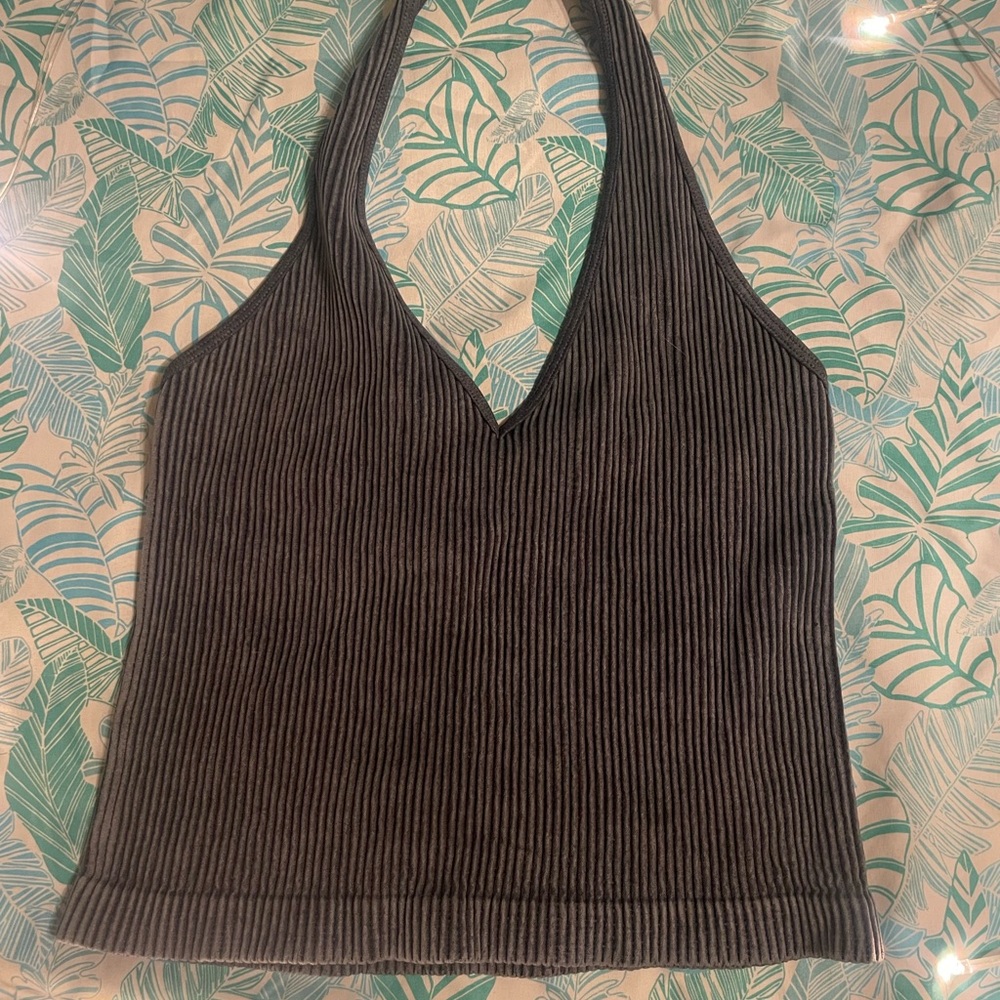 Navy blue seamless halter top